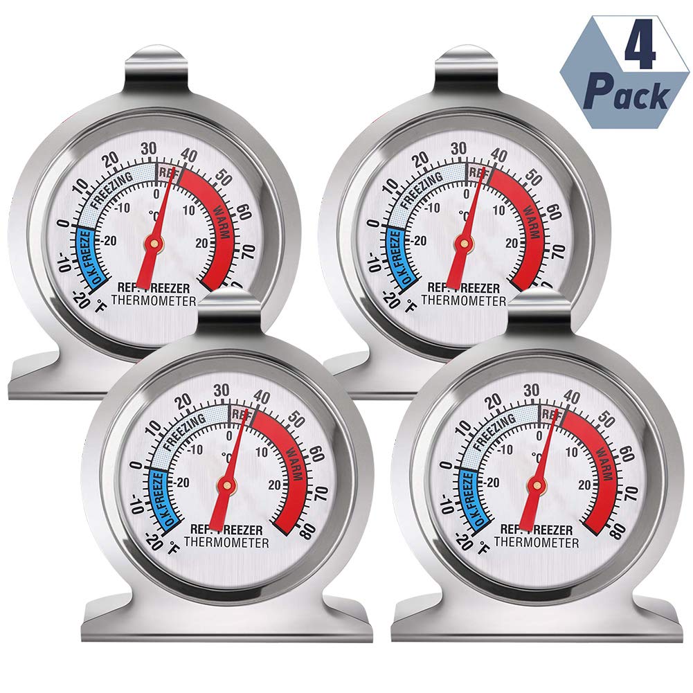 Classic Series Large Dial Refrigerator Freezer Thermometer - Pack of 4