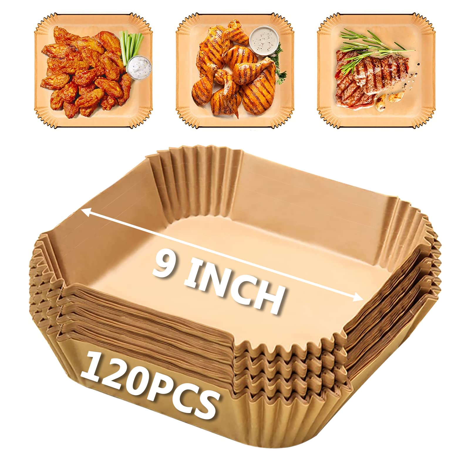 Air Fryer Parchment Paper Liners for COSORI 6Qt and Ninja 5QT AF141, 9 Inch 120Pcs Air Fryer Disposable Paper Liners for 5-8QT Basket, Non-Stick Air Fryer Paper Pads Oil Resistant