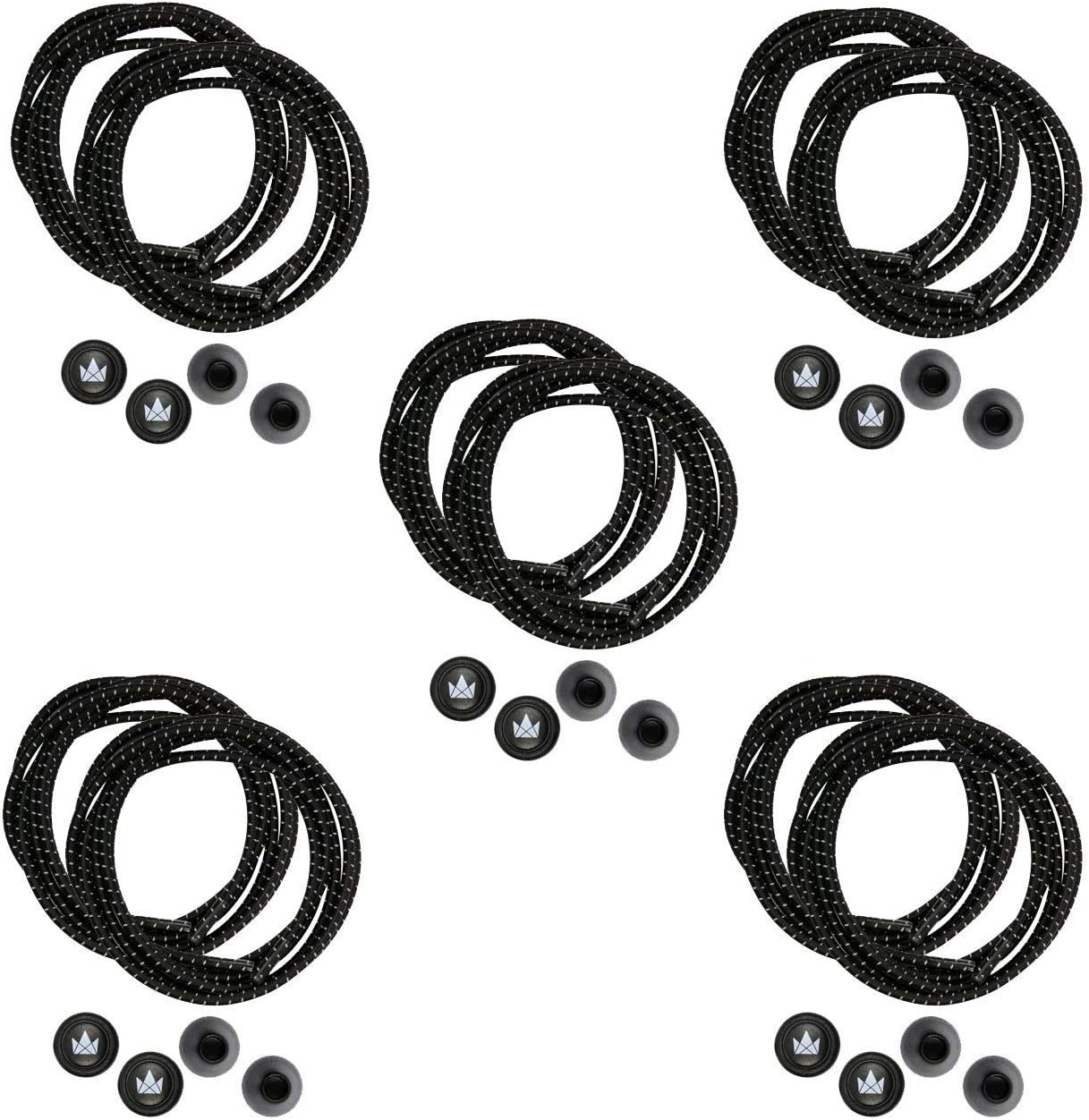 No Tie Laces - 5 Pairs - Elastic Shoelaces with Reflective Threads by The Friendly Swede