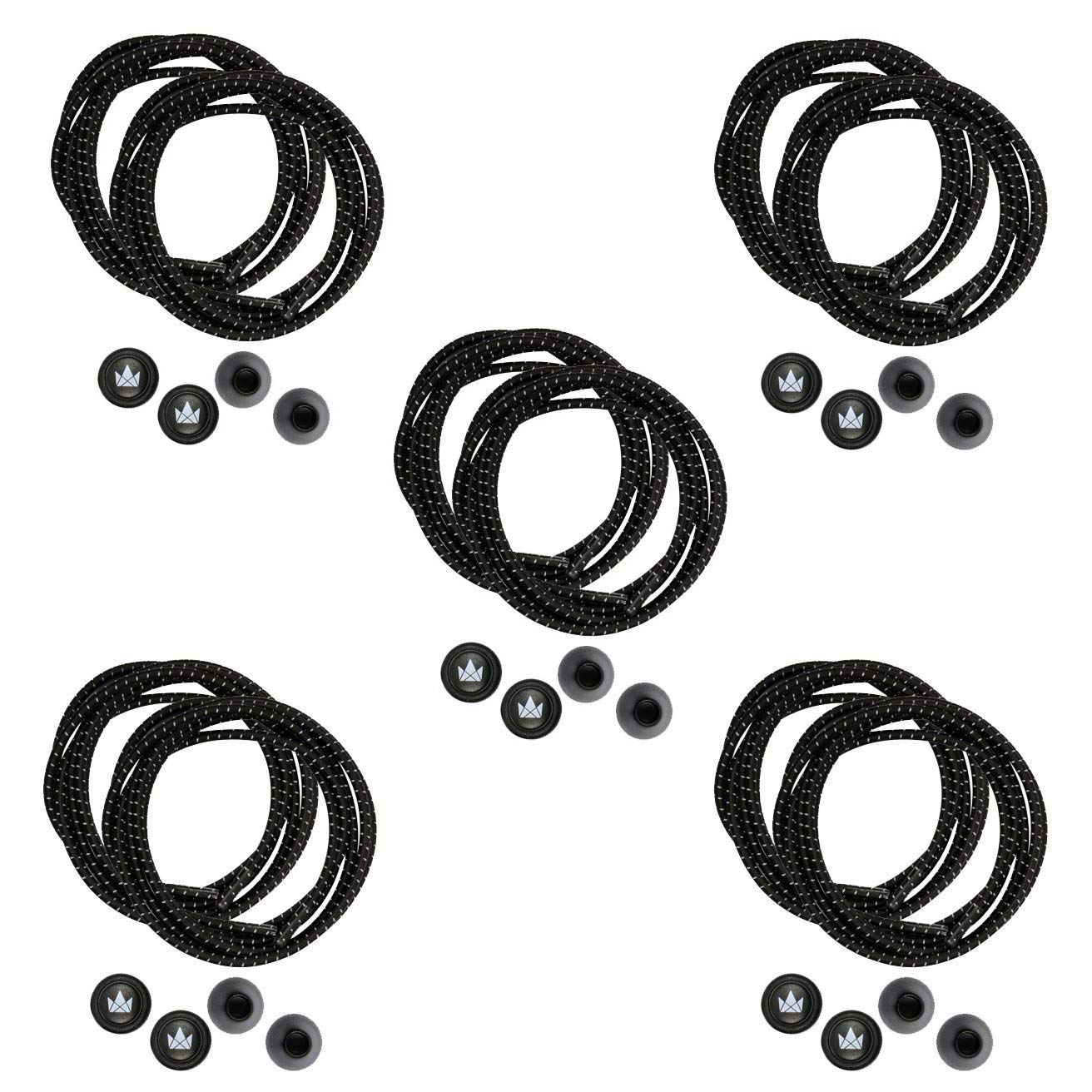 No Tie Laces - 5 Pairs - Elastic Shoelaces with Reflective Threads by The Friendly Swede