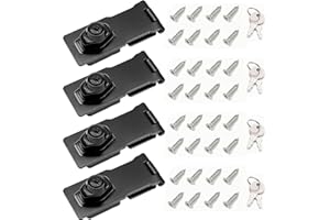 I-EASYDWW, Keyed Hasp Locks, 4 Inch, Twist Knob Keyed Locking Hasp, Cabinet Locks, Cabinet Locks with Keys, for Drawer, Cabinets and More, Zinc Alloy with Iron Chrome Plating, Black, 4 Pack