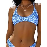 ZAFUL Women's Tie Back Bikini Top Solid Push Up Padded Bralette Swimsuit Bathing Suits Top