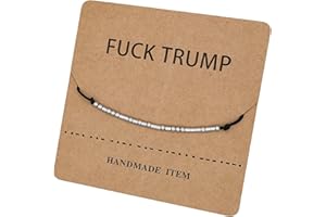 BlingNook Fck Trump Morse Code Bracelets for Women, Gift Card Activist Political For Friend Statement Beads Adults Friendship Two Tone Stackable Inspirational Bracelets Jewelry