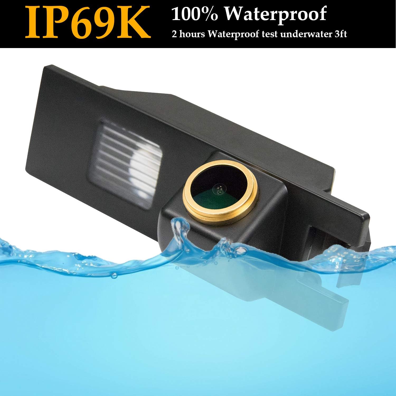 HD 1280x720p Backup Camera for OPEL Astra H/Corsa D/Meriva A/Vectra C/Zafira B,FIAT Grande,Rearview Parking Camera Night Vision IP69K Waterproof License Plate Mounted Optimum Wide View Reverse Camera - Image 5