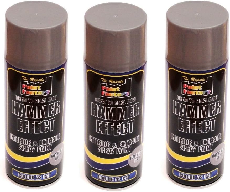 NEW 3 X Grey Hammer Effect Spray Paint 400ml Can Interior