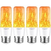 HoogaLife Flame Light Bulbs, E26 Led Light Bulb with Effect of Real Candle Fire Light, 4w Flame Bulb with Upside Down Effect, for Christmas Halloween Home Party Holiday House Room Porch