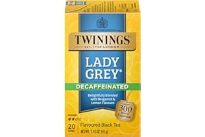 Twinings Decaffeinated Lady Grey Individually Wrapped Tea Bags, 20 Count (Pack of 6), Black Tea, Orange Peel & Lemon Peel, Enjoy Hot or Iced