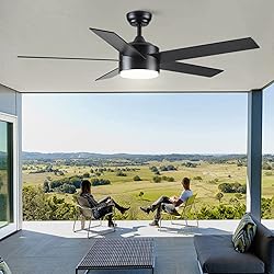 52 inch Black Ceiling Fans with Lights and Remote