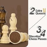 Peradix Wooden Magnetic Chess Set 30x30cm Folding Board with 2 Extra Queens view 4
