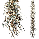 Quixem 60" Pip Berry Garland - Artificial Spring and Summer Decorative Garland with Ocean Blue and Cream Berries, Perfect for Front Door, Mantel, Centerpiece and Table Display Seasonal Décor