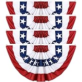 3x6Ft American Patriotic Bunting Flags Outdoor, Patriotic 4th of July Decor, USA Pleated Fan Flags, Red White and Blue Memorial Day Decorations for Outside (4PCS)