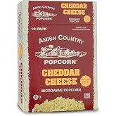 Amish Country Popcorn | Old Fashioned Microwave Popcorn | 10 Bags Cheddar Cheese Ladyfinger | Non-GMO, Gluten Free, Microwaveable and Kosher (10 Bags)