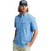 HUK Mens Back Draft Solid Short Sleeve Button Down Shirt, Vented Fishing Shirt for Men