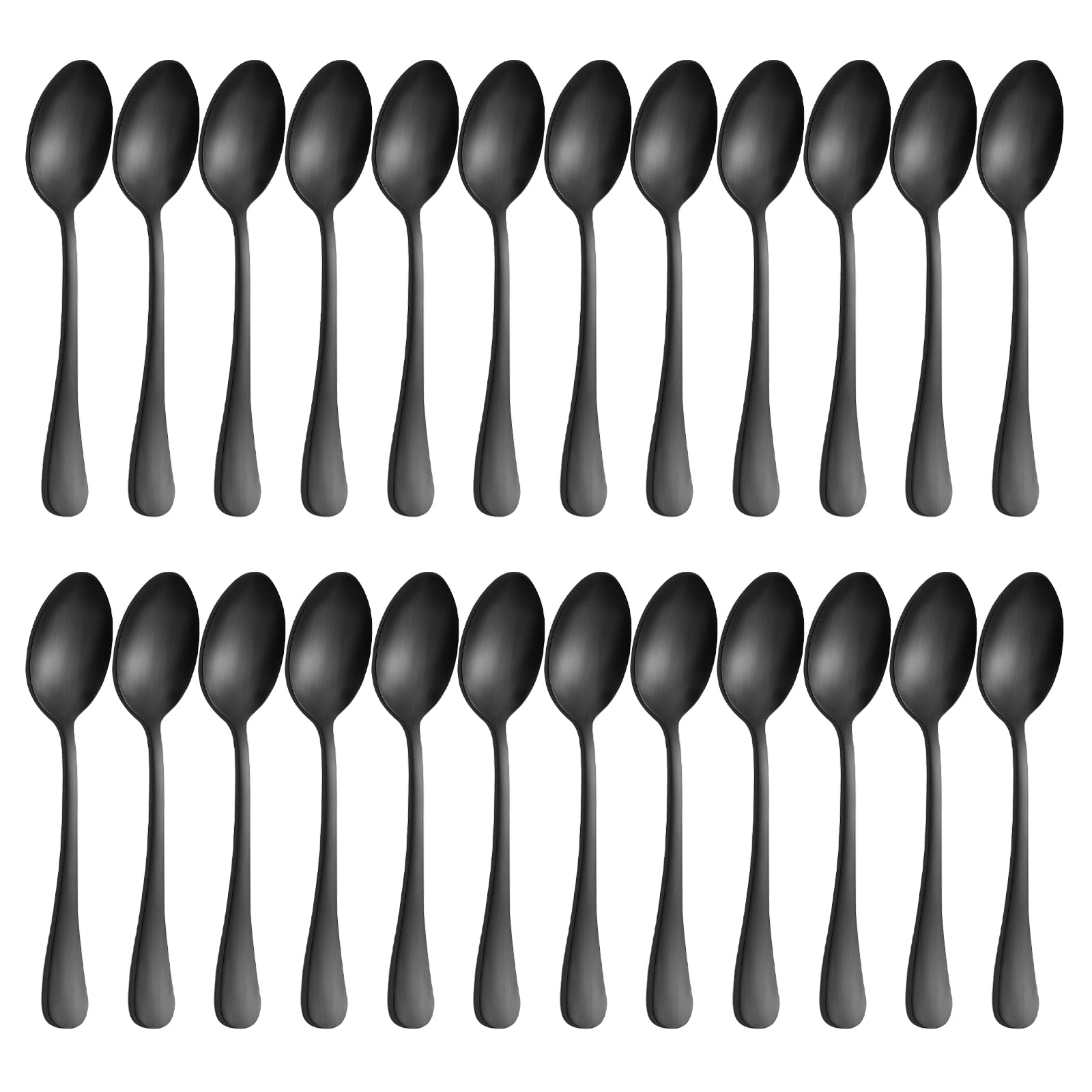 BEWOS Black Teaspoons, 24 Pieces, Stainless Steel, 5.56 Inches (14.1 Cm), Mirror Polished, Dishwasher Safe, Coffee & Latte Spoons for Household & Restaurant