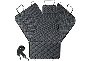 NECKORY Waterproof Dog Car Seat Cover for Back Seat - Durable, Scratch Proof Pet Hammock with Nonslip Design & Storage Pockets, Fits Cars, SUVs, Trucks- S, Black