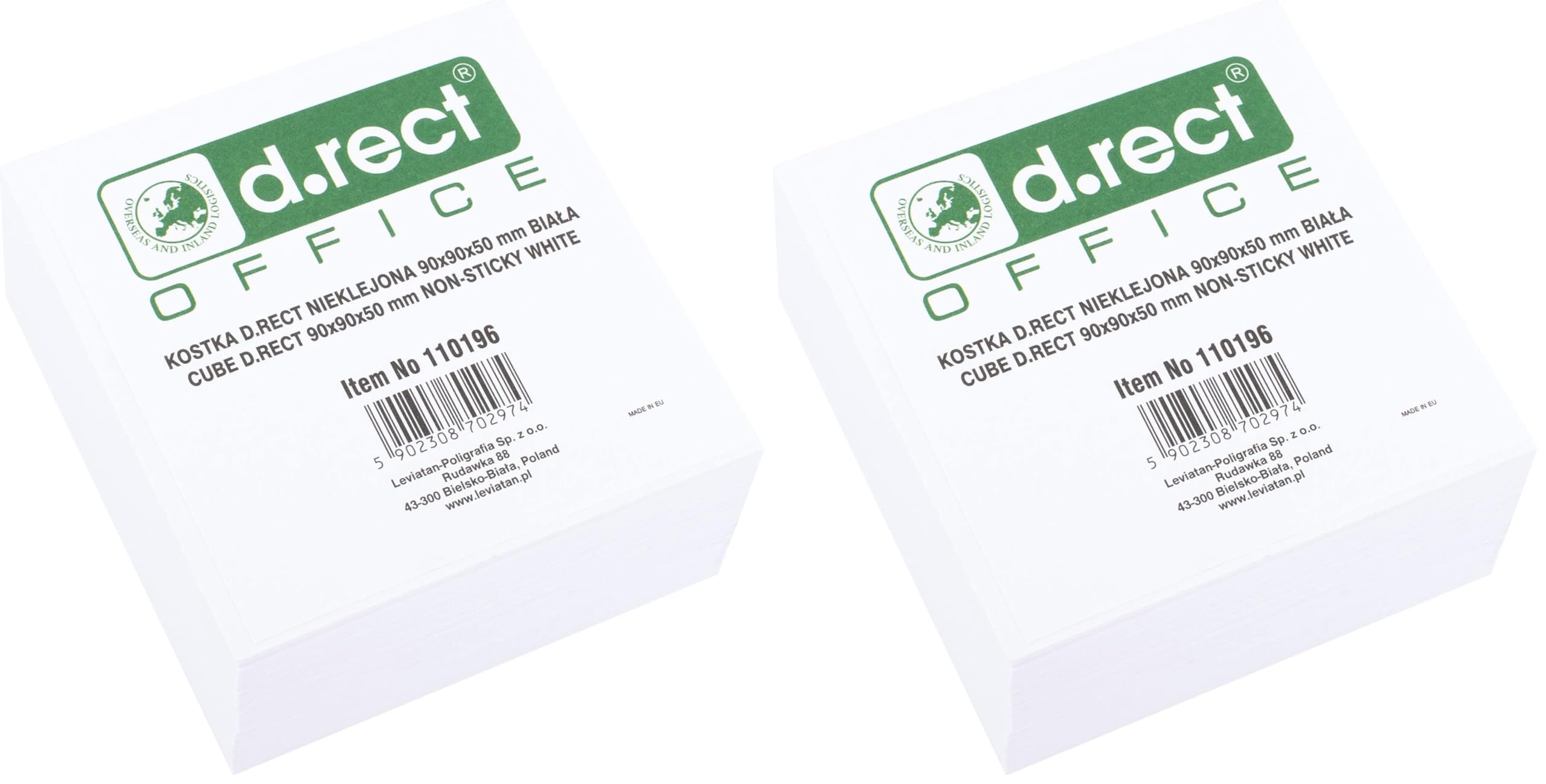D.RECT Notepad Replacement Paper (for Note Box) | 90 x 90 x 50 mm Approx. 500 Sheets | White (Pack of 2)