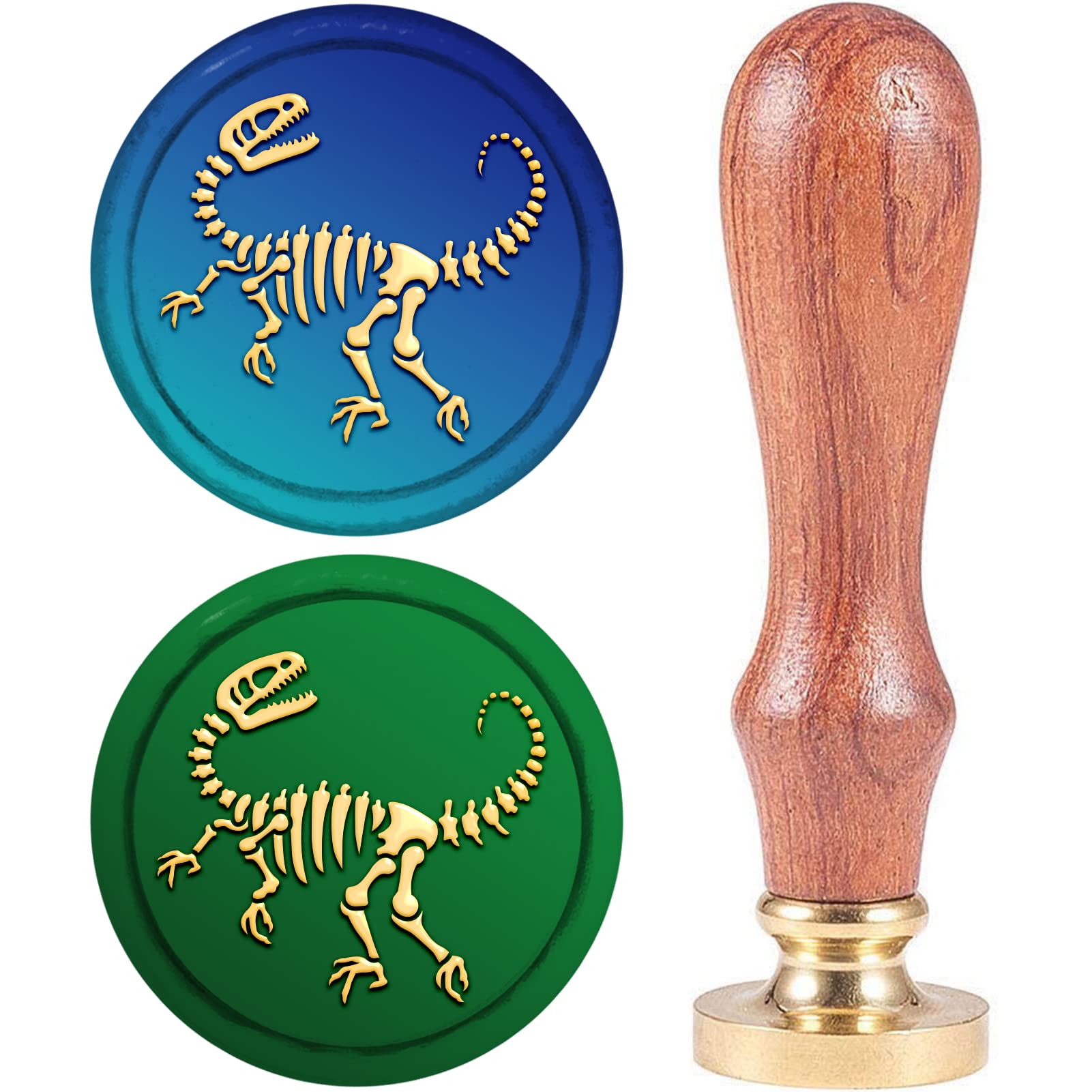 CRASPIRE Dinosaur Wax Seal Stamp 25mm Animal Sealing Wax Stamps Retro Wood Removable Brass Head For Wedding Invitations Envelopes Halloween Christmas Thanksgiving Gift Packing