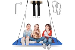 STBOO Upgraded 700lb Tree Swing for Kids & Adults - Outdoor Giant Swing with Durable Frame, Adjustable Swivel Ropes (Blue, Rectangle)