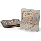 YouTheFan NFL Las Vegas Raiders Boasters, 4-Piece Coaster Set