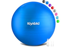 kisnbld Exercise Ball, Extra Thick Yoga Ball for Workout Pregnancy Stability, 4 Sizes Anti-Burst Balance Ball with Foot Pump - Heavy Duty Fitness Ball Chair for Office, Home & Gym