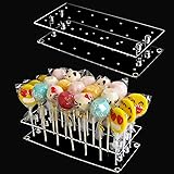 Cake Pop Holder, 2-Pack 21 Hole Clear Acrylic Cake Pop Stand Display for Weddings Baby Showers Birthday Parties Anniversaries