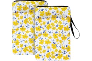 WODJR 2 Pcs Book Sleeve Floral Book Pouch Embroidery Book Sleeve Book Protector Daisy Flower Embroidery Book Sleeve Book Cove