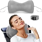 Chunful 1pcs Dog Bone Shaped Chiropractic Neck and Back Pillow for Cervical Support with Adjustable 37 Inches Strap Sofa Lounge Chair Pillow for Travel Home Use, 15 x 7 x 5 Inches (Grey)