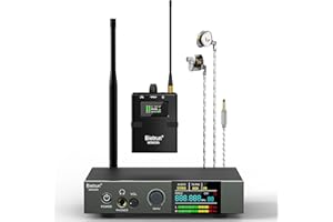 Bietrun Wireless in-Ear Monitor System, Metal UHF Professional Recording In-Ear Audio Monitors, 165ft Range, 24-bit/192kHz Digital Audio, 100dB SNR, for Studio, Live Performance, Singers-Plug and Play