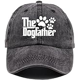 The Dogfather Paw Hat, Best Dog Dad Hats, Father's Day Adjustable Washed Denim Baseball Cap for Men
