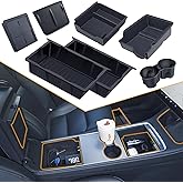 Center Console Organizer Tray for Tesla Model Y 2024 2023-2020, BANKKY 7PCS Interior Accessories with Armrest Storage Tray an