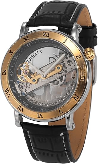 Amazon Ampm24 Pmw415 メンズ アナログ 自動巻き機械式 スケルトンダイヤル ブラックレザー 腕時計 メンズ腕時計 腕時計 通販