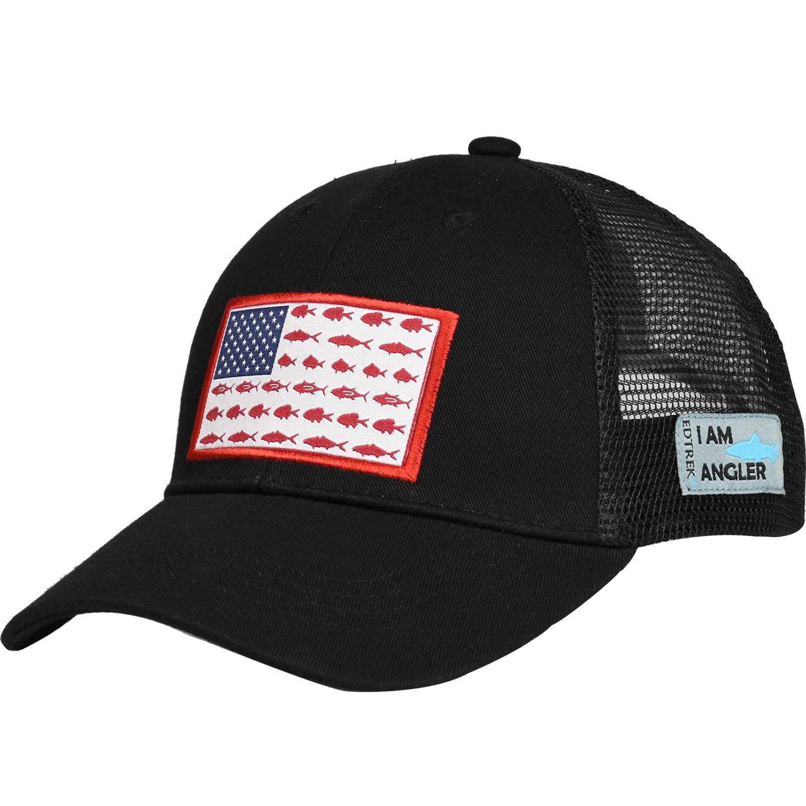 Photo 1 of EDTREK Elite Youth Performance Mesh Hat - Boys Girls Hunting Hat and Fishing Hat (Black with Flag)