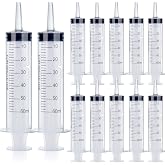 12Pack 60ml Syringe for Liquid - Large Plastic Syringes Without Needle for Food Thick Liquids and Irrigation Water, Lip Gloss Filling, Feeding Dogs Meds, Measuring ( 12 Pack 60 ml / cc )