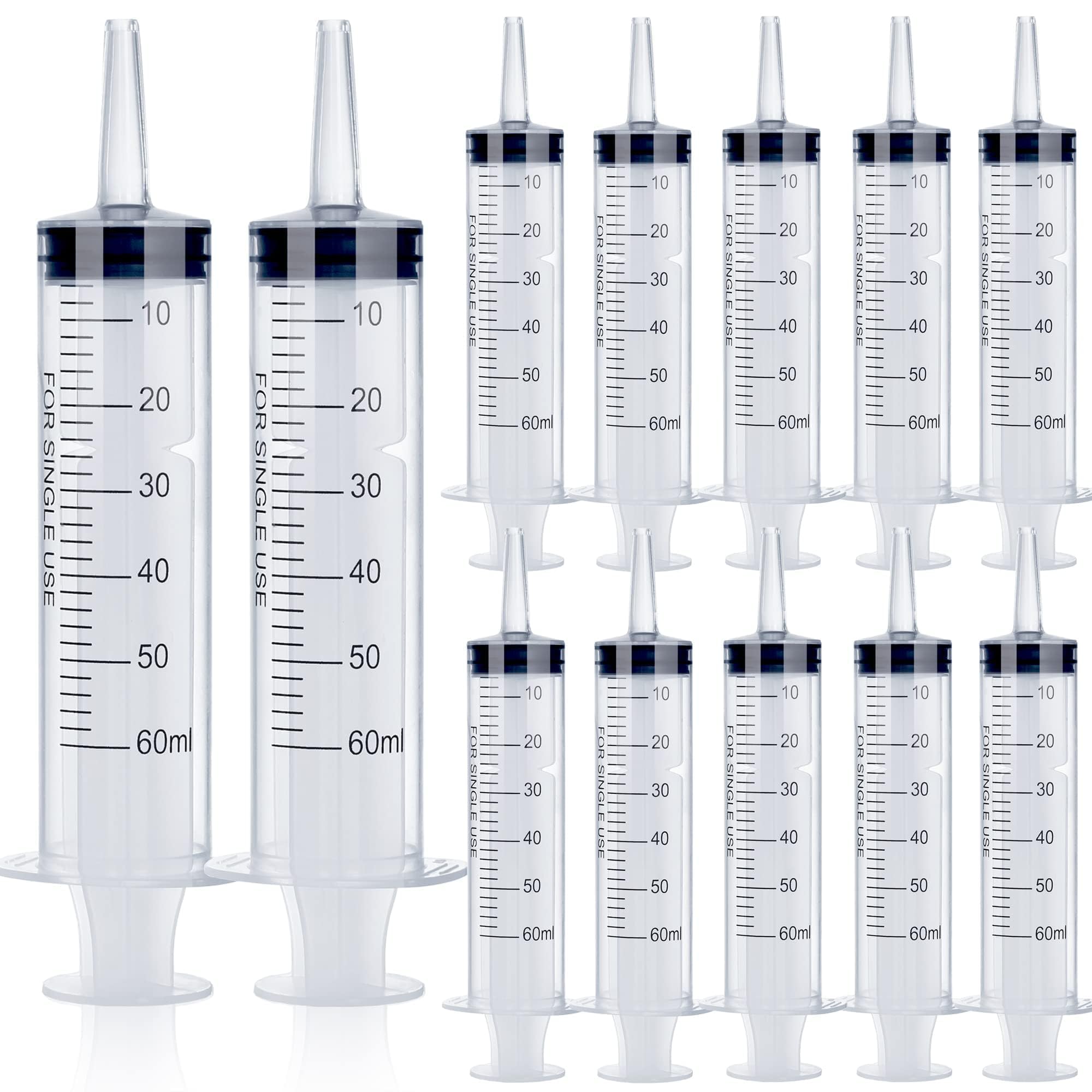 Photo 1 of 12Pack 60ml Syringe for Liquid - Large Plastic Syringes Without Needle for Jello Food Thick Liquids and Irrigation Water, Lip Gloss Filling, Feeding Dogs Meds, Measuring ( 12 Pack 60 ml / cc )