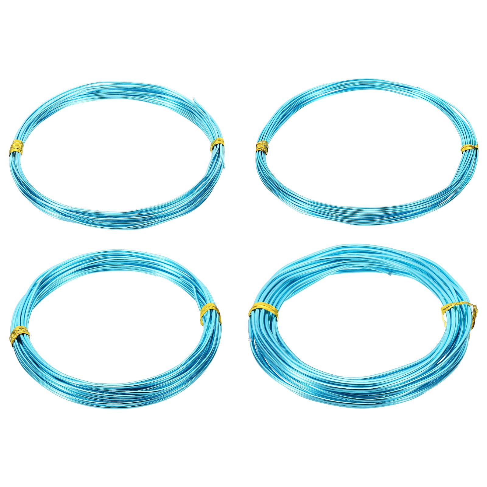 PATIKIL Aluminum Jewelry Wire, 4pcs Bonsai Wire, 5m/16.4ft, 0.8mm-2mm, Blue
