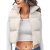 Kissonic Women's Cropped Puffer Vest Lightweight Fluffy Vest Sleeveless Warm Winter Outerwear