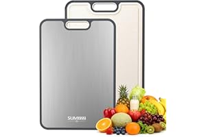 Titanium Cutting Board for Kitchen, Cutting Board Double Sided Food Grade, Pure Titanium/PP, Easy to Clean Large Size 16”×11”