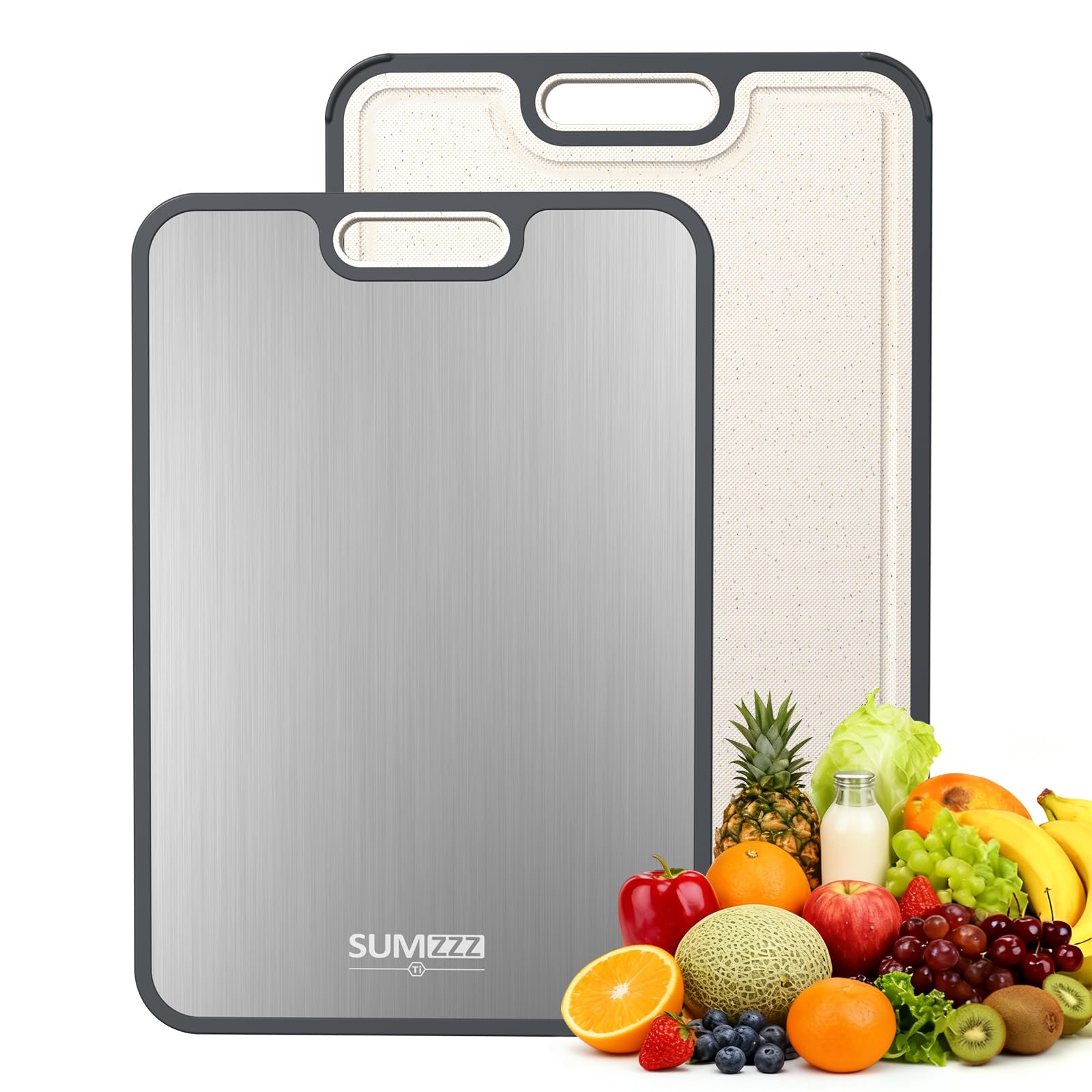 Photo 1 of ***SCRATCHES ***Titanium Cutting Board for Kitchen, Cutting Board Double Sided Food Grade, Pure Titanium/PP, Easy to Clean Large Size 16”×11”LPNPMFM6251354