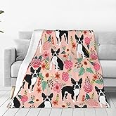 Boston Terrier Blanket Boston Dog Decor Pink Throw Blanket Gifts for Girls Boys Dog Lover Winter Couch Bedding Super Warm Soft Plush Lightweight Fleece Flannel Blanket for Kids Adult Men Women 50"X40"