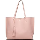 Dreubea Women's Soft Faux Leather Tote Shoulder Bag from, Big Capacity Tassel Handbag