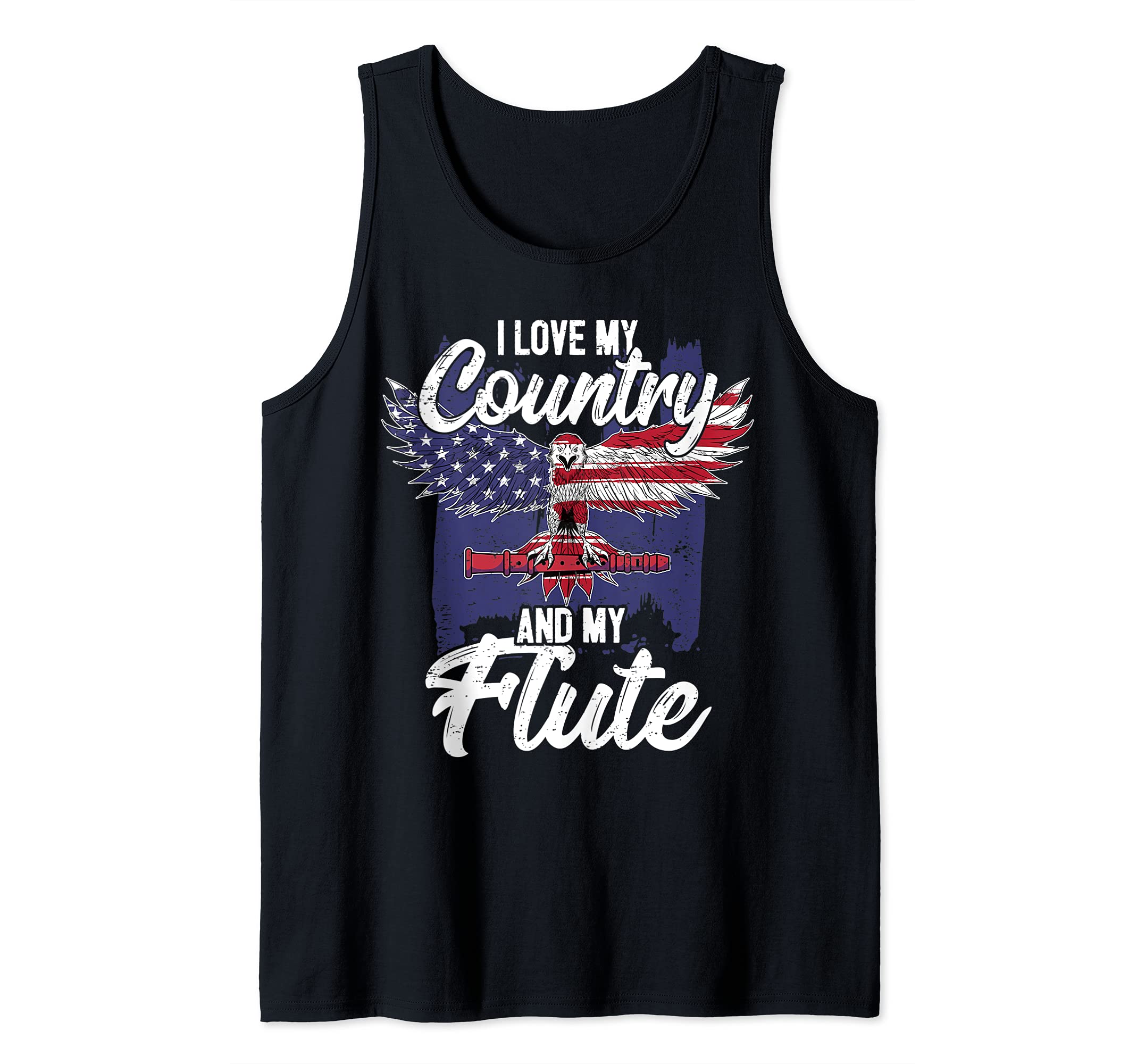 Patriotic Flute Player Flutist I American Eagle USA Tank Top