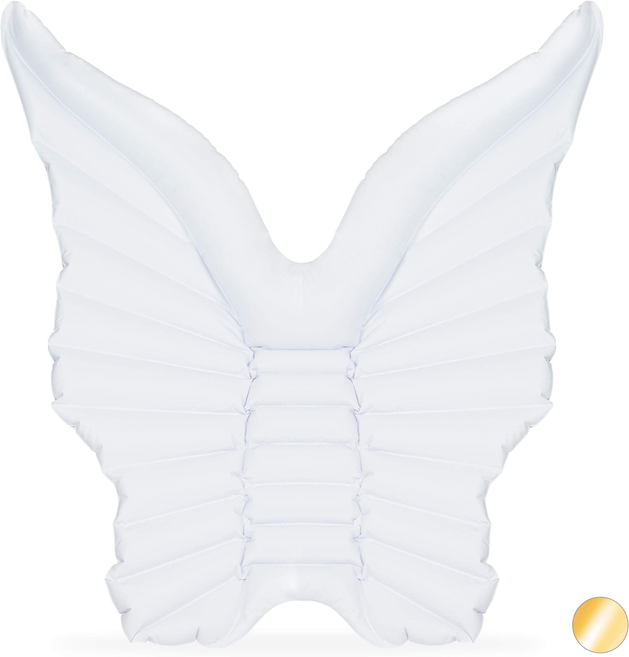 Relaxdays 10025416_49 XXL Angel, Pool & Beach Float, Giant Inflatable Wings, Decor, White