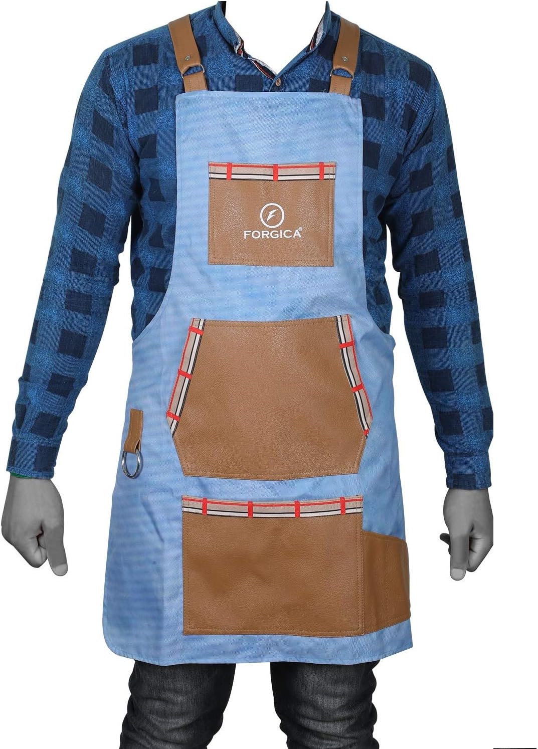 Forgica Professional Barber Apron Hair Cutting Hairdressing Barber Apron Cape for Salon Hairstylist - Multi-use, Adjustable with 4 pockets - Heavy Duty Premium Quality (Sky-Blue)