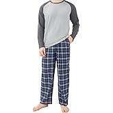 DAVID ARCHY Mens Pajamas Set - Soft Pj Sets for Men Long Sleeve Pajamas Men Cotton Mens Pjs Sets Loungewear with Pockets