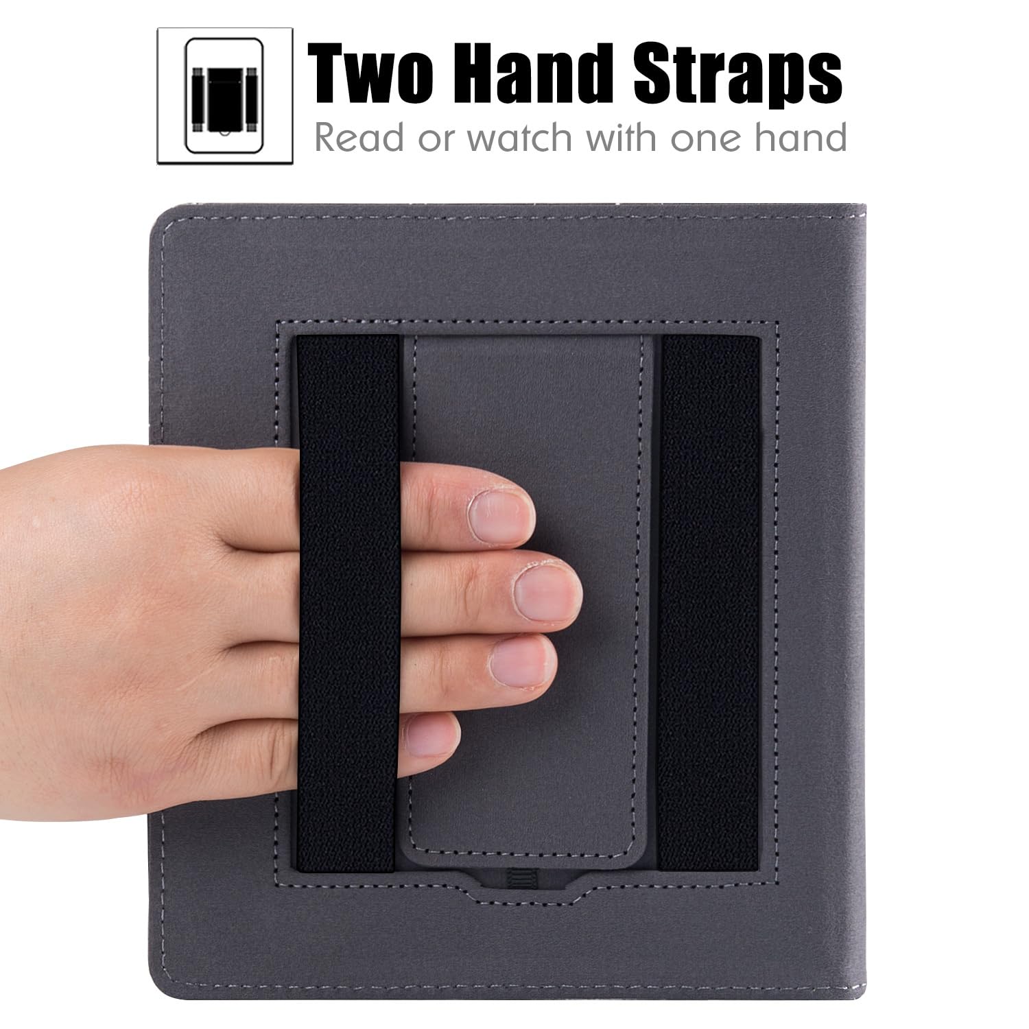BOZHUORUI Stand Case for 7 inch Kindle Oasis (10th Generation, 2019 Release and 9th Generation, 2017 Release) - PU Leather Sleeve Cover with Two Hand Straps and Auto Sleep/Wake (Bookstore)