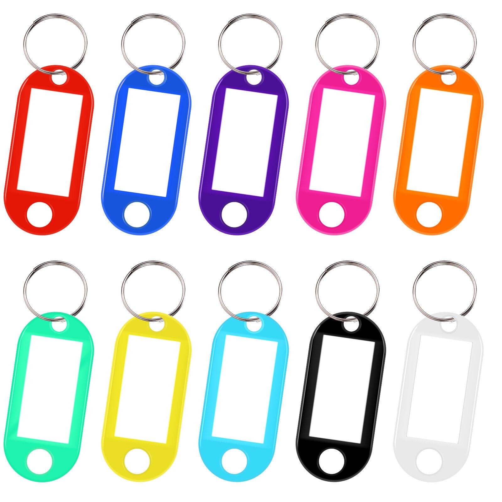 30 Pcs Key tags with Labels, 10 Colors Key Fobs with Split Rings for Keys, Key rings with tags for Luggage, Pet Name and Office Key Labels, Writable Paper Card Stick Tags