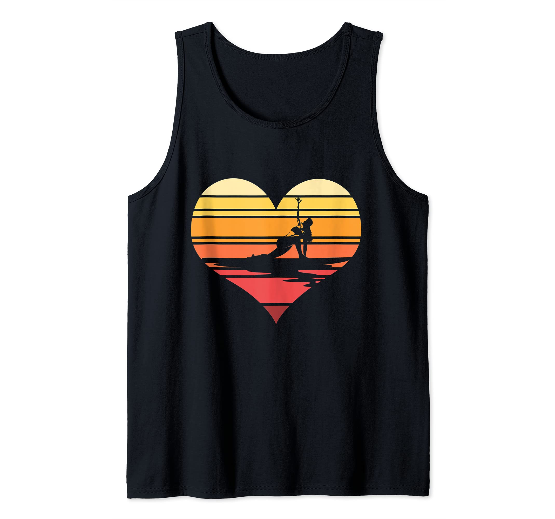 Retro Yoga Heart Stand Up Paddler Paddleboarding SUP Tank Top