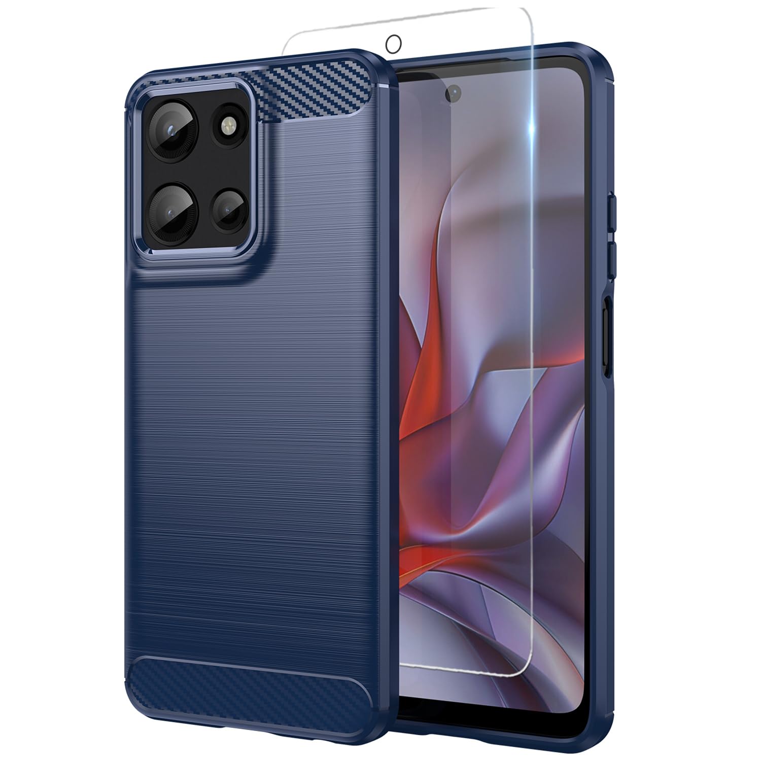 Photo 1 of for Moto G 2025 Case: with Screen Protector Shock-Absorption Flexible TPU Rubber Protective Cover for Motorola G 2025 Case(Navy Blue)