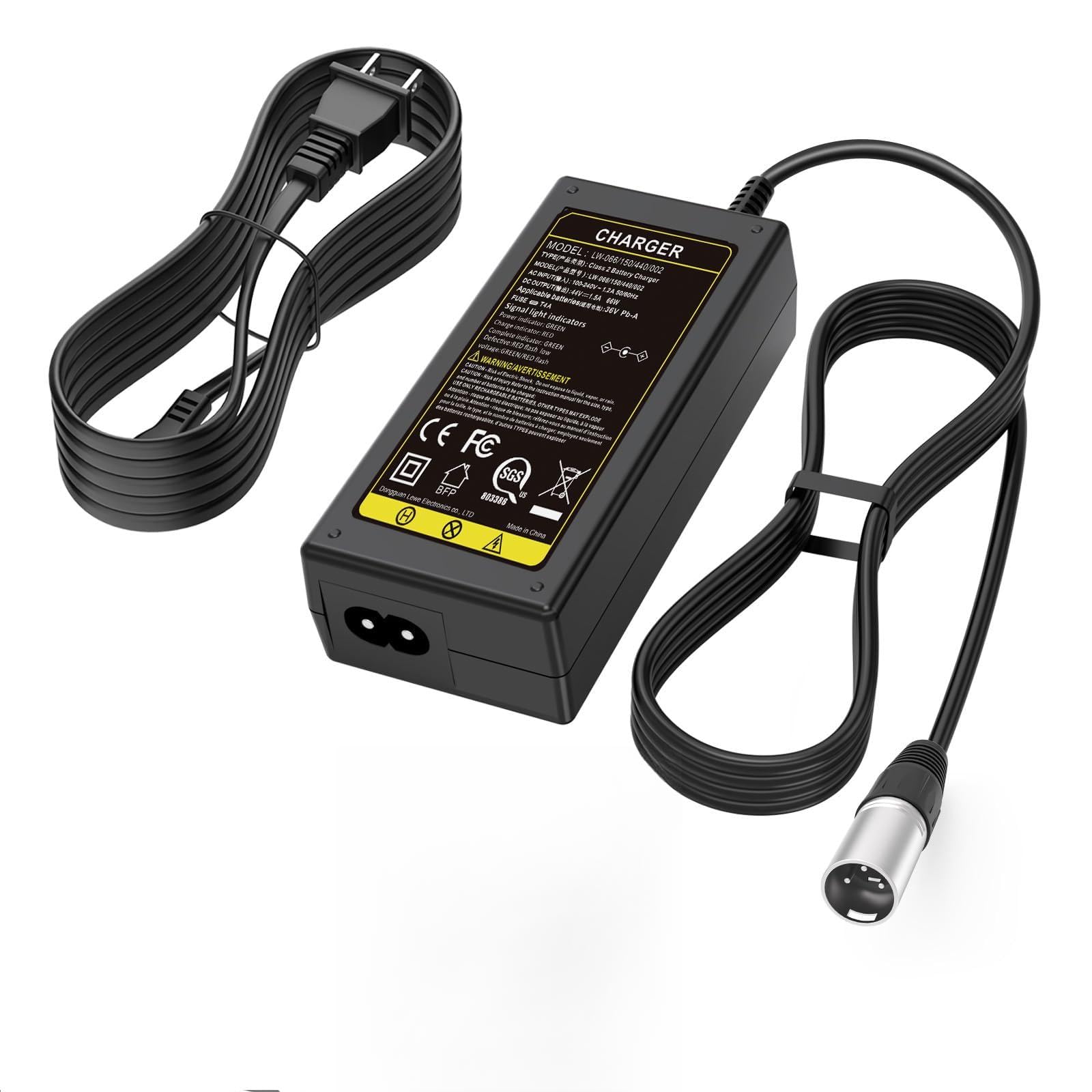 Photo 1 of 44V 1.5A Scooter Battery Charger (for 36V Lead Acid Battery) Razor MX500 MX650 SX500, Schwinn S600 S750 S1000 X1000, IZIP I600 I750 I1000, Mongoose M750, X-Treme X-600 650, Stealth X1000, Evo 500 1000