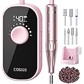 COSLUS E51 Electric Nail Drill Professional: 40000 RPM Rechargeable Nail File with Stand for Acrylic Nails, Stable & Smooth Grinding, Easy to Use, Ideal for Women Beginners, Home DIY and Salon Pink